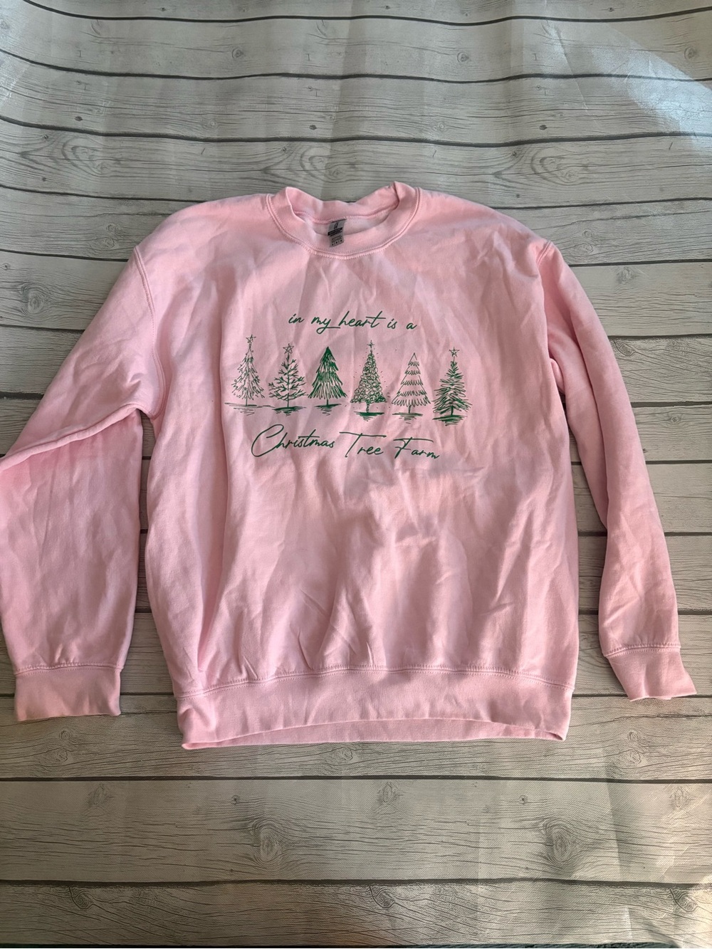 Gildan Pink Crewneck Sweatshirt-Taylor Swift Christmas Tree Farm